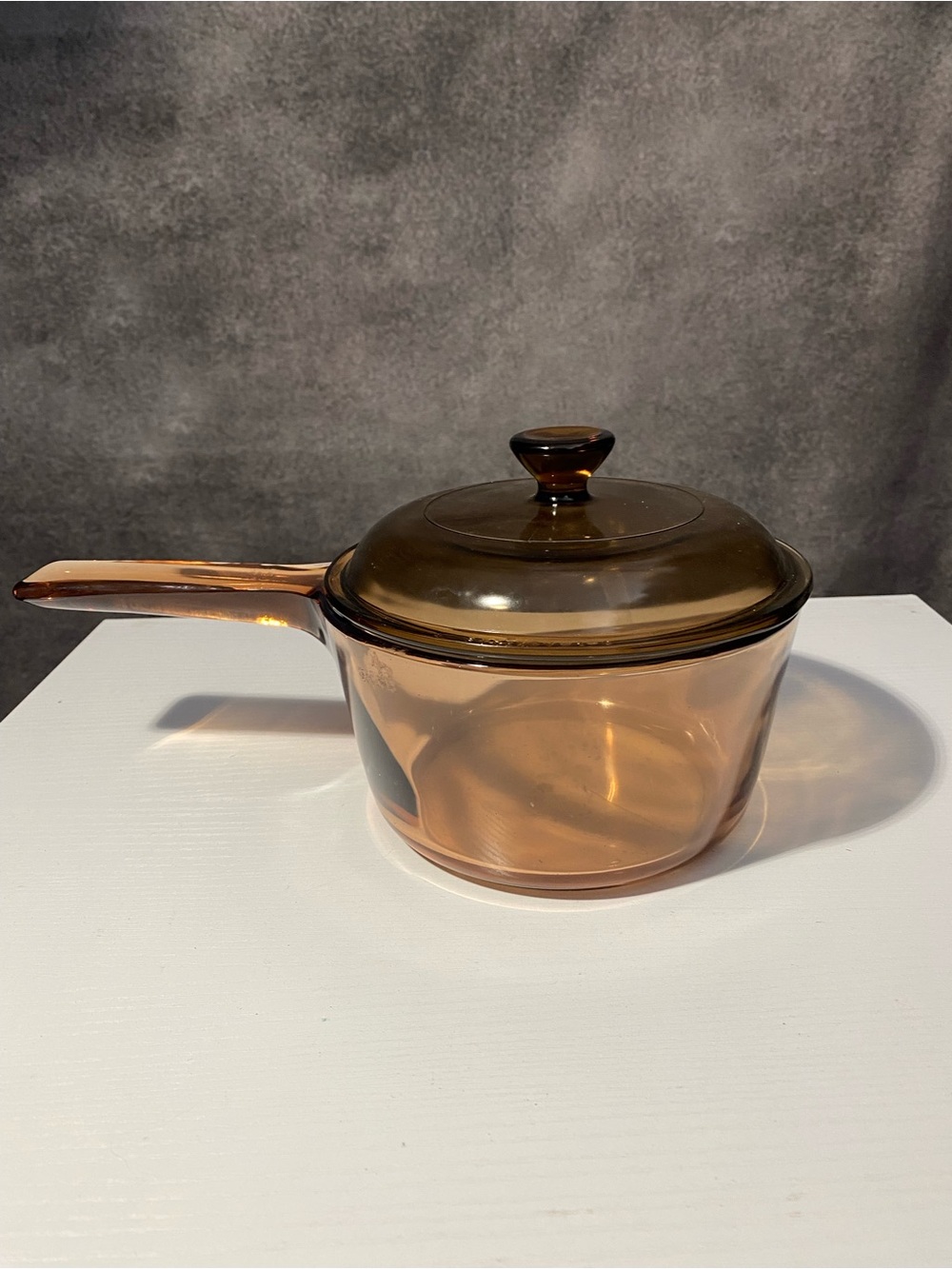 Vintage Corning Visions Amber Glass Saucepan 1L 1 Quart Pot Pour Spout W/ Lid - Picture 3 of 11